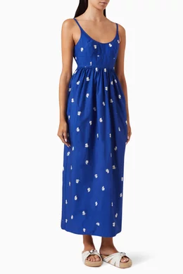 Buy Oroton Blue Embroidered Fruit Sundress in Cotton For Women Online |  Ounass Saudi