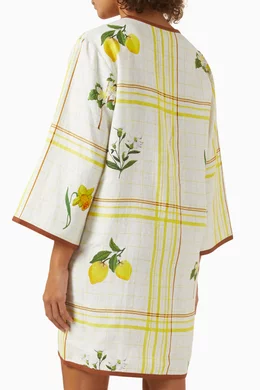 knee length dresses for ladies Oroton Contrast 3D Flower Linen Mini Dress main image 1
