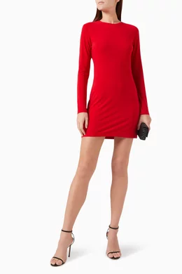 Buy Norma Kamali Red Crewneck Mini Dress For Women Online | Ounass Saudi