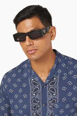 Buy Palm Angels Black Yreka Rectangle Sunglasses in Acetate  display picture 2