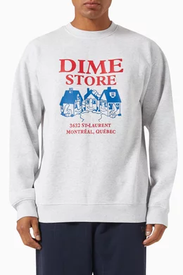 Buy Dime Grey Skateshop Crewneck Sweatshirt in Cotton For Men Online Ounass Saudi
