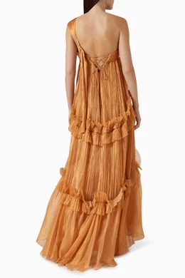 Buy Maria Lucia Hohan Orange Celestia Maxi Dress in Silk
