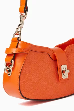 Buy Gucci Orange Mini Moon Side Shoulder Bag in Canvas