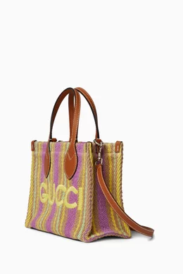 Buy Gucci Multicolour Small Gucci Patch Tote Bag in Jute For Women Online Ounass Saudi