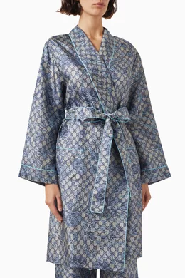 Buy Gucci Blue Flora GG Monogram Belted Robe in Silk jacquard For Women Online Ounass Saudi