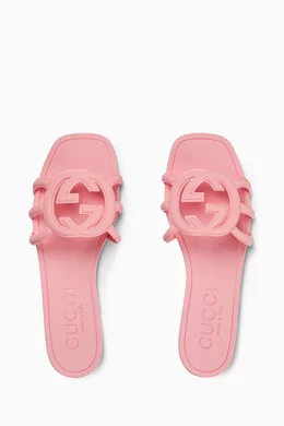 Buy Gucci Pink GG Slide Sandals in Rubber For Women Online