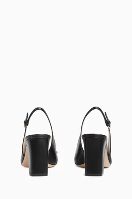 Buy Gucci Black Horsebit 75 Slingback Sandals in Leather For