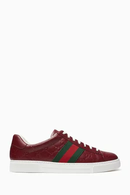 Buy Gucci Red GG Ace Sneakers in Leather For Men Online Ounass Saudi