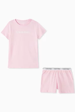 Buy Calvin Klein Pink Logo Pyjama Set in Cotton For Girls Online Ounass Saudi