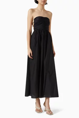 Buy Matteau Black Gathered Lace-up Dress in Cotton-silk Voile For Women  Online | Ounass Saudi