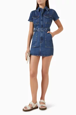 Buy Good American Blue Fit For Success Mini Dress in Cotton-denim For Women  Online | Ounass Saudi