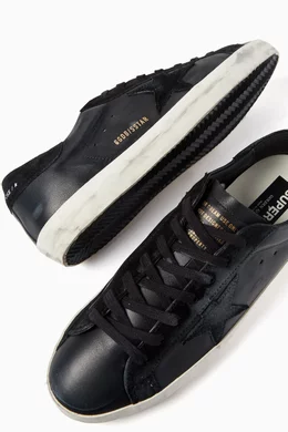 Buy GOLDEN GOOSE Black Super-Star Sneakers in Nappa Leather