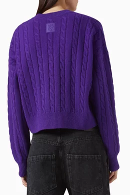 Buy LOEWE Purple Long sleeve Knit Sweater in Wool Blend For Women Online Ounass Saudi