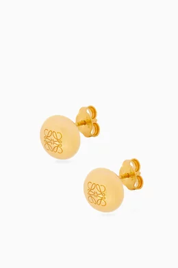 Buy LOEWE Gold Anagram Pebble Stud Earrings in Gold-tone
