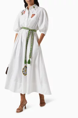alemais white embroidered midi dress Alemais Hearts Embroidered Midi Dress Print Size AU 16