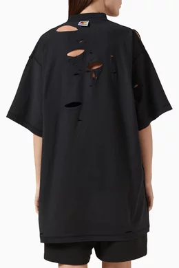 BALENCIAGA＊MIRROR BALENCIAGA INSIDE OUT 穴あきTシャツ＊送込 Buy Balenciaga Black Mirror Balenciaga Inside Out T-shirt in