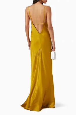 Buy Victoria Beckham Gold Cami Maxi Dress in Satin For Women Online |  Ounass Saudi