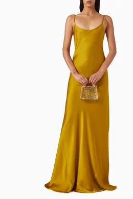 Buy Victoria Beckham Gold Cami Maxi Dress in Satin For Women Online |  Ounass Saudi