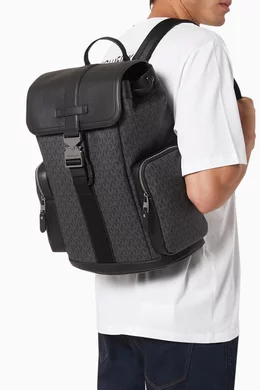 Buy Michael Kors Black Hudson Signature Logo Cargo Backpack in Leather For Men Online Ounass Saudi