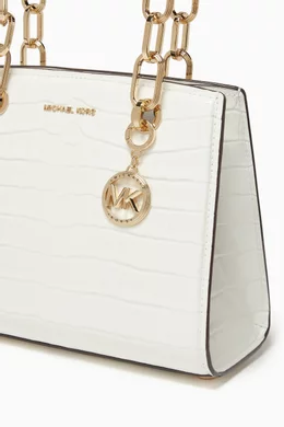Buy Michael Kors White Small Cynthia Satchel Bag in Croc embossed Leather For Women Online Ounass Saudi
