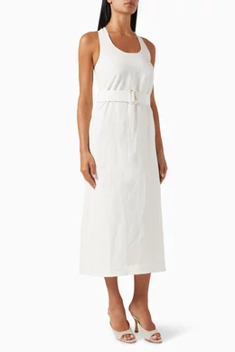 Buy Matthew Bruch White Tank Midi Dress in Viscose-linen For Women Online |  Ounass Saudi