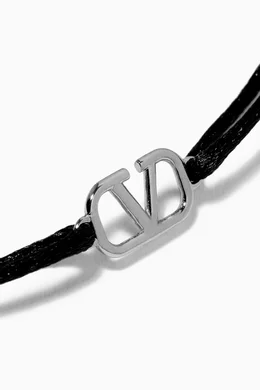 ブレスレット VALENTINO Black Silver V-Logo Bracelet J0M96 DTK 0NO Valentino Garavani VLogo Signature bracelet for Men - Black