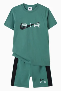 Buy Nike Green Air Logo Shorts in Cotton Blend Fleece For Boys Online Ounass Saudi
