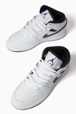 Buy Nike White Air Jordan 1 Mid Sneakers in Leather For Boys Online Ounass Saudi