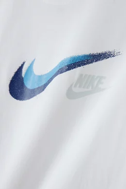 Buy Nike White Swoosh Graphic Logo T-shirt in Cotton Jersey For