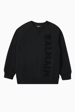 Buy Balmain Black Flocked Logo Sweatshirt in Cotton fleece For Boys Online Ounass Saudi