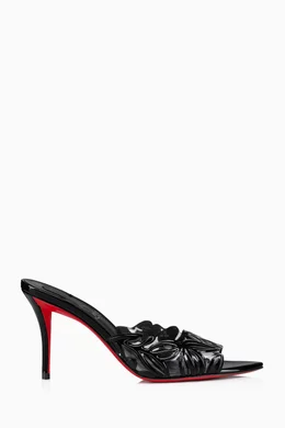 Buy Christian Louboutin Black Apostropha Petunia 80 Mule Sandals in PVC Patent Leather For Women Online Ounass Saudi