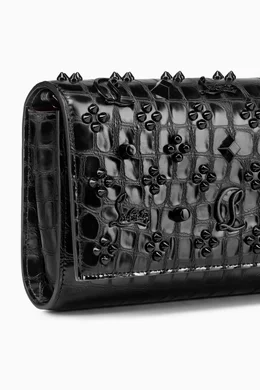 Buy Christian Louboutin Black Paloma Studded Clutch Bag in Alligator embossed Leather For Women Online Ounass Saudi