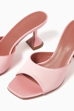 Buy Amina Muaddi Pink Lupita 70 Mules in Satin For Women