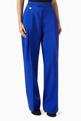 Buy Burberry Blue Wide leg Pants in Wool For Women Online Ounass Saudi