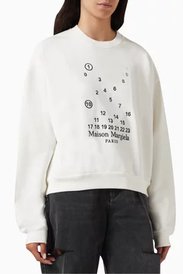 Buy Maison Margiela White Logo Sweatshirt in Cotton fleece For Women Online Ounass Saudi