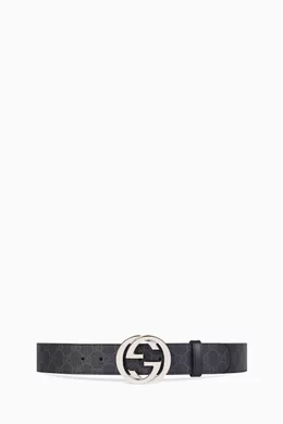 Gucci black monogram belt sale
