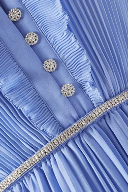 sachin and babi light blue dress Self-Portrait Feather-trimmed chiffon maxi dress Self-Portrait main image 0