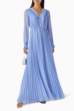 Buy Self-Portrait Blue Diamant Maxi Dress in Pleated Chiffon For Women  Online | Ounass Saudi