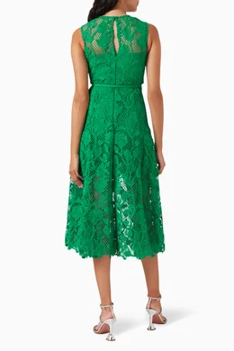 chinese dress ladies Self-Portrait Lace Sleeveless Midi Dress Green main image 0