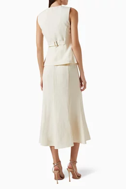 white christmas dresses Cream Linen Maxi Dress – self-portrait