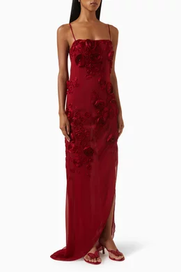 sachin and babi light blue dress Red Embroidered Strappy Maxi Dress For Women at UAE main image 0