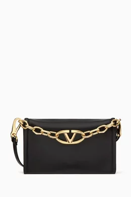 Buy Valentino Garavani Black Valentino Garavani VLogo Chain Clutch Bag in Nappa Leather For Women Online Ounass Saudi