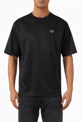Buy Prada Black Logo T shirt in Technical Jersey For Men Online Ounass Saudi