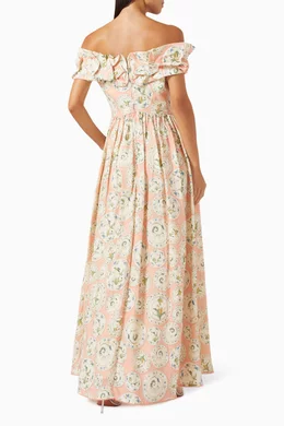 chinese dress ladies Agua by Agua Bendita Bisuteria Linen & Silk-Blend Maxi Dress
