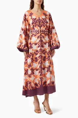 knee length dresses for ladies MOANA MIDI DRESS – TasyaIndia main image 0