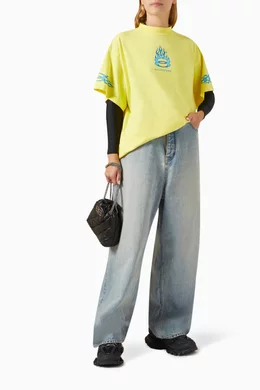 Buy Balenciaga Yellow Unisex Burning Unity Oversized T-shirt