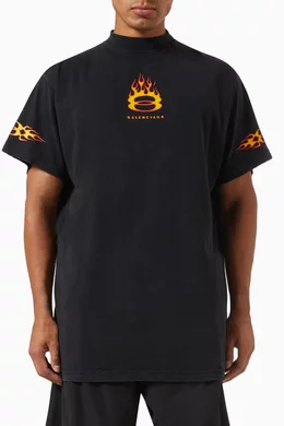Buy Balenciaga Black Unisex Burning Unity Oversized T-shirt in