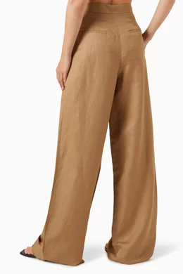 Buy Max Mara Neutral Colonia Wide-leg Pants in Linen-silk