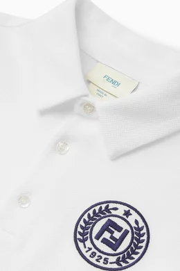 Buy Fendi White Embroidered Logo Polo Shirt in Cotton For Boys Online Ounass Saudi