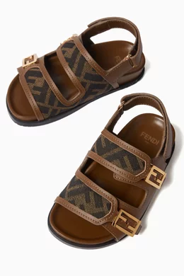 Buy Fendi Brown FF Logo Sandals in Leather For Girls Online Ounass Saudi